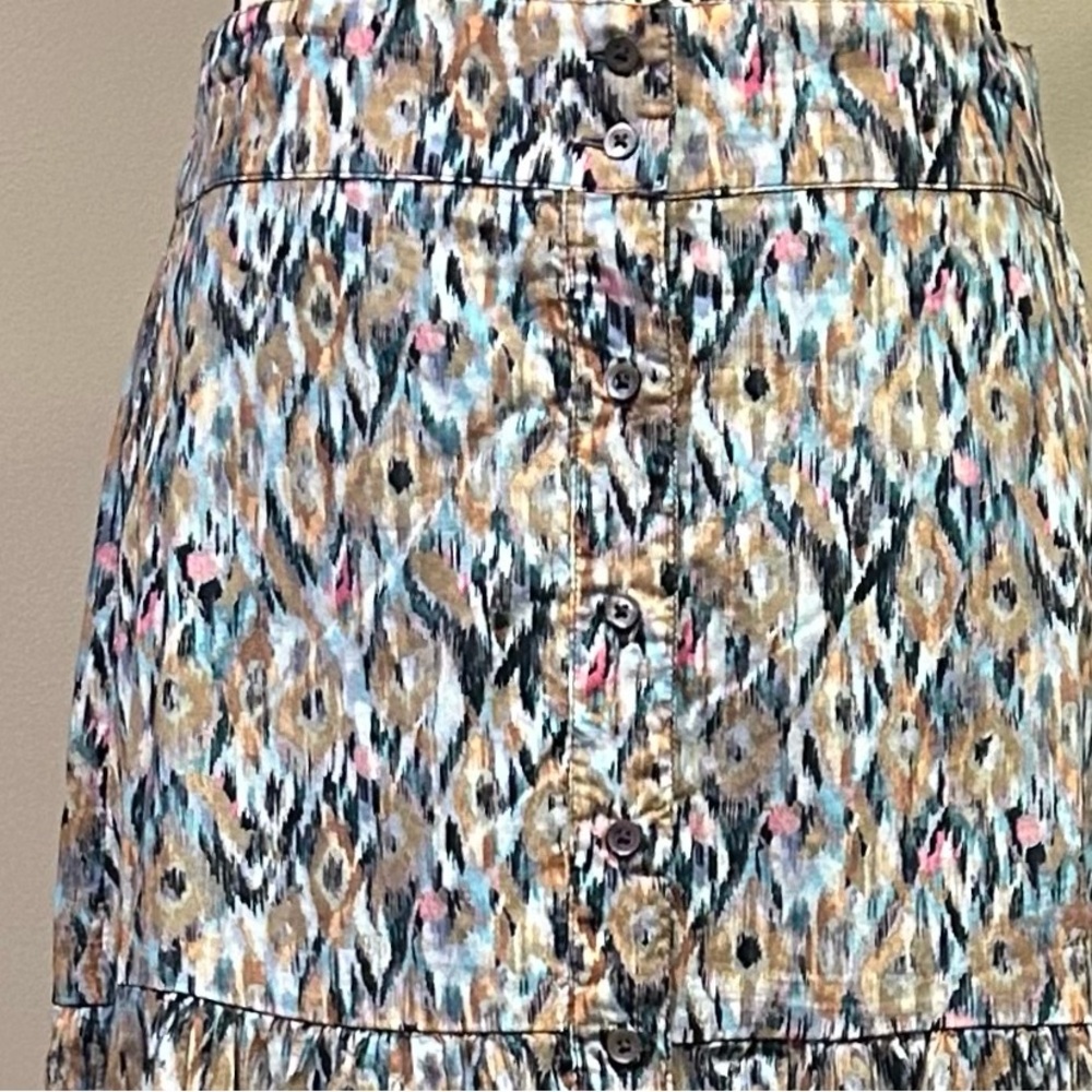 NIC + ZOE Up Beat Woven Ikat Print High Rise Button Front Tiered A-Line Skirt - Picture 11 of 12